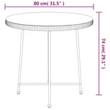 Dining Table Black 80 cm Tempered Glass and Steel 319437