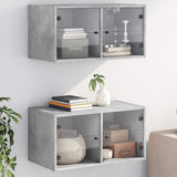 Wall Cabinets with Glass Doors 2 pcs Concrete Grey 68.5x37x35 cm 836504