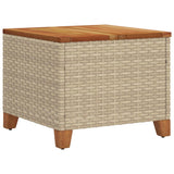 Garden Table Beige 45x45x37 cm Poly Rattan Acacia Wood 366327