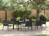 Garden Dining Set 7 pcs Black Powder-coated Steel 3379090