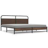 Metal Bed Frame without Mattress Brown Oak 183x213 cm 3318705