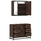 2 Piece Bathroom Furniture Set Brown Oak Engineered Wood 3300904