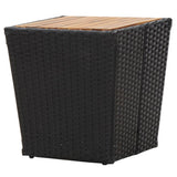 Tea Table Black 41.5x41.5x43cm Poly Rattan and Solid Acacia Wood 46197