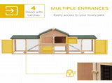 Large Rabbit Hutch Outdoor Wooden Guinea Pig Hutch with Run, 2 Storey Bunny House 210 x 45.5 x 84.5 T3398P375355