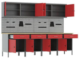 Work Cabinet with Drawer 10 pcs Red Engineered Wood and Steel 3321483