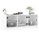 TV Cabinet with Glass Doors White 102x37x42 cm 836406