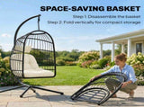 Hanging Egg Chair, Indoor Outdoor Hammock Swing Chair with Stand, Safety Strap, Foldable Basket, T3398P553223