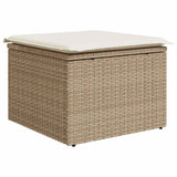 6 Piece Garden Sofa Set with Cushions Beige Poly Rattan Acacia 3327698