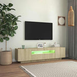 TV Cabinet with LED Lights Sonoma Oak 160x35x40 cm 804430