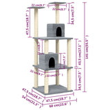 Cat Tree with Sisal Scratching Posts Light Grey 141 cm 171525