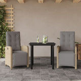 3 Piece Bistro Set with Cushions Beige Poly Rattan 3212591