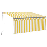 Manual Retractable Awning with Blind&LED 3.5x2.5m Yellow&White 3069403