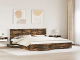 Bed Frame with Drawer Smoked Oak 180 x 200 cm Engineered Wood 3411275