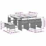 11 Piece Garden Dining Set with Cushions Black Poly Rattan 3211147