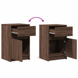 Bedside Cabinet with LED Lights Brown Oak Engineered Wood 852010