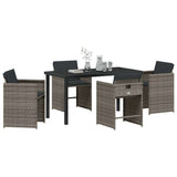Garden Dining Set 5 pcs Grey Poly Rattan 3380694