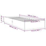 Bed Frame without Mattress White Solid Wood 75x190 cm Small Single 820063