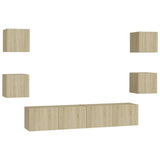 6 Piece TV Cabinet Set Sonoma Oak Engineered Wood 3078977