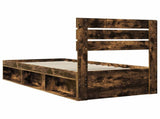 Bed Frame with Headboard Smoked Oak 90 x 190 cm Solid Pine Wood 3411467