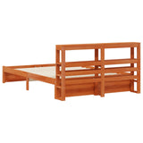 Bed Frame with Headboard with Storage Wax Brown Solid Pine Wood 3423793