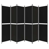 6-Panel Room Divider Black 300x200 cm Fabric 350241
