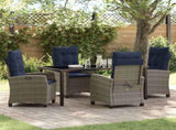 Garden Dining Set with Cushion 5 pcs Grey Poly Rattan 3380466