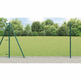 Fence Post with Concrete Base 52 pcs Green Powder-Coated Steel 3350230