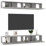 ZNTS TV Cabinets 4 pcs Concrete Grey 100x30x30 cm Engineered Wood 3079061