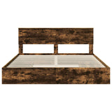 Storage Bed with Drawer Smoked Oak 180 x 200 cm Engineered Wood 3408435