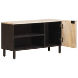 TV Cabinet White Wash Finish 80 x 33 x 46 cm Solid Mango Wood 4017879
