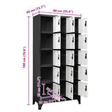 Locker Cabinet Anthracite and White 90x40x180 cm Steel 339824