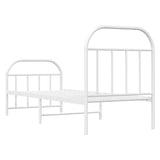 Metal Bed Frame without Mattress with Footboard White 75x190cm 353692
