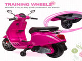 12V Vespa Licensed Kids Electric Motorbike w/ Music, Headlights, FM Radio, for 3-6 Years - Pink T3398P348418