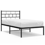 Metal Bed Frame without Mattress with Headboard Black 100x190cm 355653