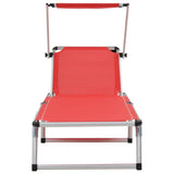 Sun Lounger Red Aluminium, Textilene Standard Foldable 44334