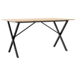 ZNTS Dining Table X-Frame 140x80x75 cm Solid Wood Pine and Steel 3282698