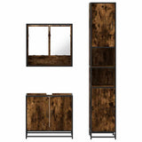 3 Piece Bathroom Furniture Set Smoked Oak Engineered Wood 3301097