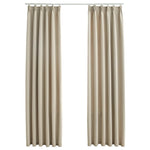 Blackout Curtains with Hooks 2 pcs Beige 140x225 cm 134447