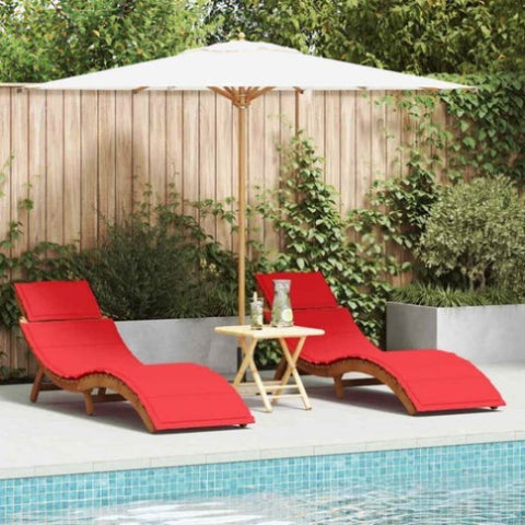 Sun lounger 2 pcs Red 184 x 55 x 64cm Solid Acacia wood 4107099