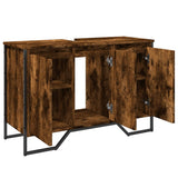 Bathroom Sink Cabinet Smoked Oak 91x35x60 cm Engineered Wood 848661