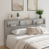 Headboard Cabinet with LED Concrete Grey 200x17x102 cm 839220