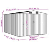 Garden Shed Grey Galvanised Steel Large Sliding Components 143341