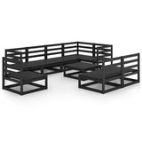 9 Piece Garden Lounge Set Black Solid Pinewood 3075633