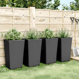 Garden Planters 4 pcs Black 32.5x32.5x57 cm PP 367853