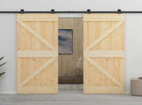 Sliding Door Natural and Black 90 x 210 cm Solid Pine Wood 3444861