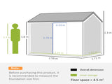 8 x 6 ft Galvanised Garden Shed, Outsoor Metal Storage Shed with Double Doors Window Air Vents for T3398P318755