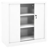 Sliding Door Cabinet White 90x40x90 cm Steel 336429