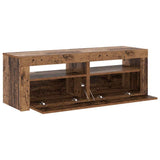 TV Cabinet with LED Lights Old Wood 120x35x40 cm Engineered Wood 856313