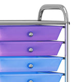 ZNTS 10-Drawer Mobile Storage Trolley Multicolour Plastic 320406