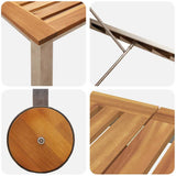 Lounger 3 pcs Brown Solid Acacia Wood and Stainless Steel 3334837